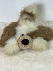 Vintage 1984 Matthew Fox Brown White Puppy Blue Eyes Plush Dog Stuffed Animal 9" - Picture 1 of 10