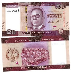 Liberia LIBERIE Billet 20 DOLLARS 2022 NEW NOUVEAU WILLIAM S. TUBMAN NEUF UNC - Picture 1 of 1
