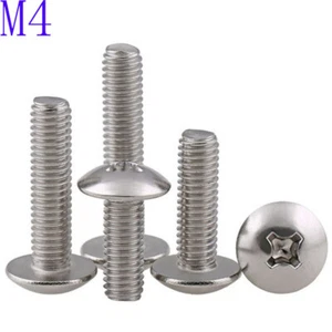 M4 x 0.7 201 Stainless Steel Phillips Pan Cross Drive Truss Head Machine Screws - Picture 1 of 4