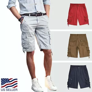 Mens Twil Cargo Shorts Casual Pants 30 44 Multi Pocket Loose Fit Outdoor Camping - Picture 1 of 18