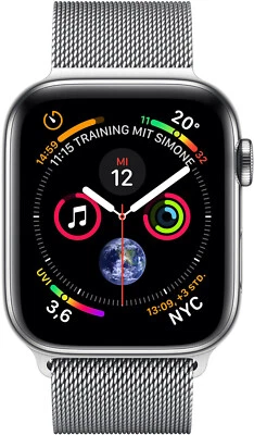 Apple Watch Series 4 44mm Edelstahlgehäuse mit Milanaise Armband in Edelstahl... - Bild 1 von 2