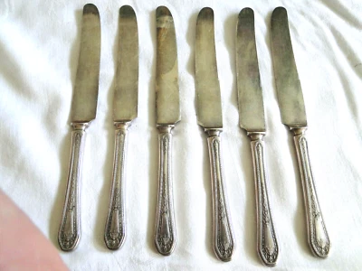 Lote de 6 cuchillos lisos Oneida/Community Silverplate 1926 patrón HAMPTON COURT Foto 1 de 3