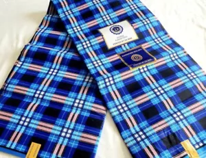 6 Yards Poly-Baumwolle afrikanisches Ankara kariert und Dashiki Drucke abrisch. Blau kariert - Bild 1 von 3
