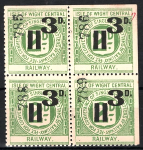 GB IOWCR RAILWAY Letter Stamp BLOCK 3d/2d Surcharge ISLE OF WIGHT Mint MNH SS85 - Picture 1 of 5
