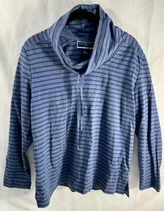 Karen Scott Sport Damen gestreiftes Sweatshirt mit Kragen und Knebelverschluss Gr: L - Bild 1 von 7