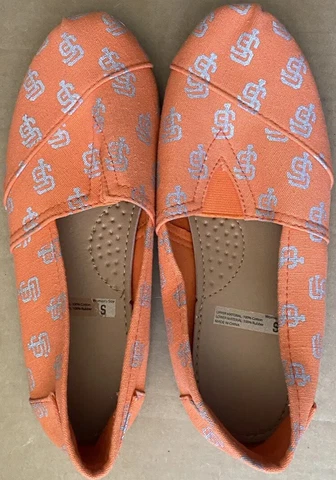 San Francisco Giants Canvas Slip On Shoes Women’s Size Small 5-6 Orange & Silver Cover