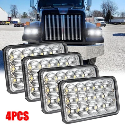 Faros LED 4x6" haz alto/bajo DRL H4 4 piezas para camioneta Western Star 4900 1983-2002 Foto 1 de 4