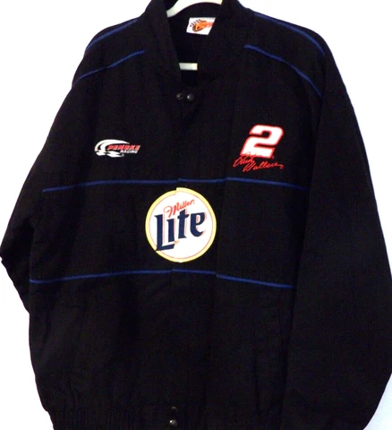 RARE Vintage XL CHASE NASCAR Rusty Wallace Miller Lite Jacket MENS XL BLACK Cover