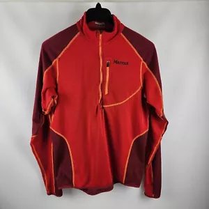 Marmot Jacket Mens XL Red Polartec Lightweight 1/2 Zip Pullover Thumb Holes - Picture 1 of 9