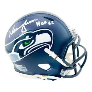 Warren Moon Signed HOF 06 Inscription Seattle Seahawks Speed Mini Football Helme - Picture 1 of 3