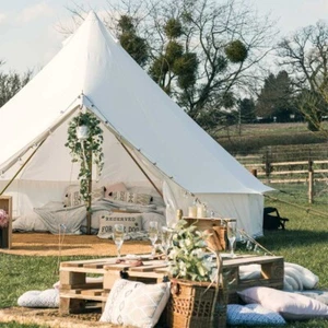 4M Polycotton bell tent with Zipped in groundsheet - Picture 1 of 12