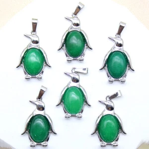 Colgantes de pingüino de piedra de jade natural de Malasia 10 piezas joyería chakra reiki curación - Imagen 1 de 3