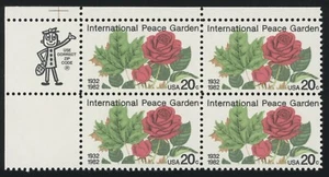 US - 1982 International Peace Garden: Roses - SC# 2014 Zip Block of 4 Mint NH OG - Picture 1 of 2