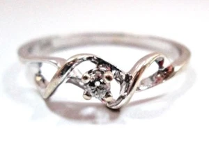 Hermoso ANILLO Promesa Delicado Oro Blanco 10K con Zafiro Blanco talla 7.25 - Imagen 1 de 11