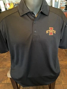 Cutter & Buck Golf Polo Shirt Men's M Black Iowa State Black Embroidered - Picture 1 of 3