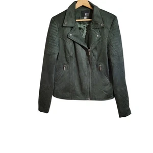 Kut From The Kloth Jacket Large Green Suede Moto - Picture 1 of 8
