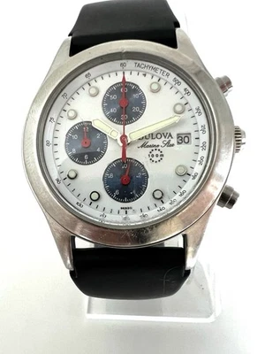 Vintage Bulova Marine Star 100m Chronograph Watch w/ White Dial - Image 1 of 4