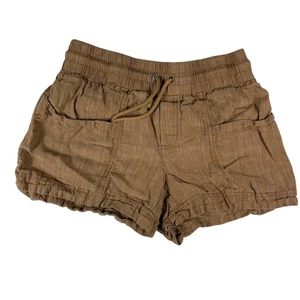 Athleta Bo Linen Textured 4" Shorts Womens 6 Brown 100% Linen Relaxed Fit Summer - Picture 1 of 7