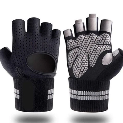 Men Weightlifting Gloves With Wrist Wrap Weight Workout Gym/Training/Fitness New - Imagem 1 de 4