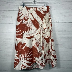 Madewell Skirt Womens 10 Linen Blend Ruffle Wrap Tropical Vacation Midi Floral - Picture 1 of 7