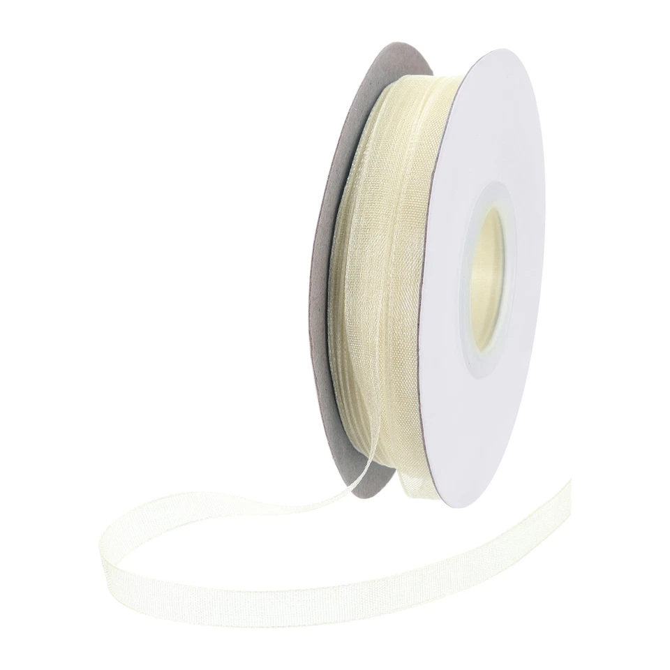 Cinta de gasa blanca lechosa de 50 yardas 1/4 pulgada cinta de organza transparente Foto 1 de 4