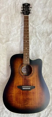 Luna Art Vintage Dreadnought Cutaway Solid Top Acoustic Electric Guitar   - Image 1 of 4