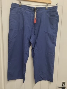 BNWT Store Twenty One Ladies Blue Cropped Cotton Trousers Size 20 - Picture 1 of 5