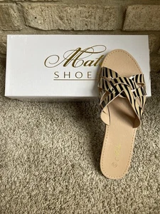 Women’s Mata Tan/Black Zebra Sandal Size 7.5 NEW NIB - Picture 1 of 4