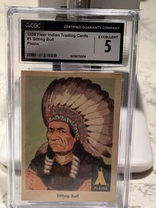 1959 Fleer Indian Trading Card #1 Sitting Bull CGC 5 Highest Grade  20 Graded - Picture 1 of 1