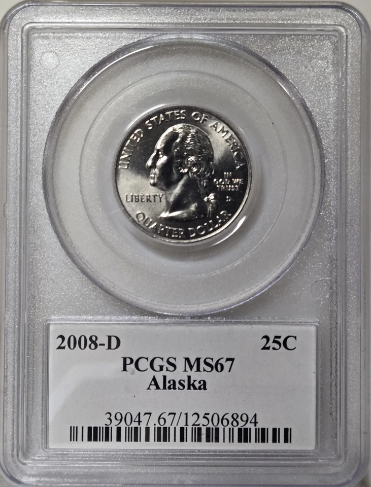 2008-D 25C PCGS MS67 - Clad Alaska Quarter - Image 1 of 2