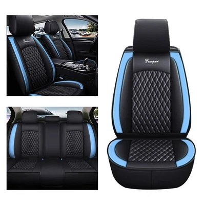 Car Seat Cover 5-eat for Hummer PU Leather ct0008 Black Blue Foto 1 de 4