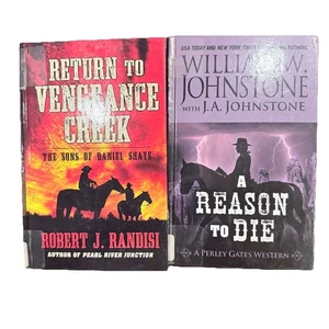 2 LARGE PRINT Western Books Lot HC Ex-lib William Johnstone Robert Randish B19 - Picture 1 of 11