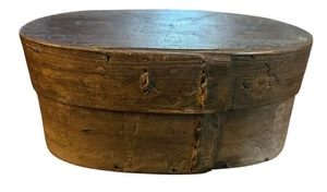 19th Century Miniature Pantry Box Oval Wooden Box Embossed Design #2 - Picture 1 of 9