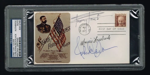 Marvin Hamlisch, Tommy Tune & Roberta Flack signed autograph FDC PSA/DNA Slabbed Cover