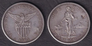 1 Peso 1905-S US-Philippine United States of America Coin w/Chopmark - Stock #C1 - Picture 1 of 5