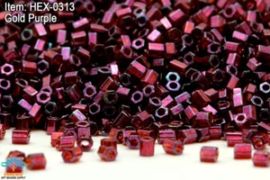 Miyuki Hexagon 2 Cut 11/0 Gold Purple Hex-0313 - Picture 1 of 1