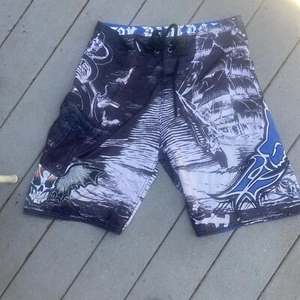 Y2K Skull Fox Racing Riders Co. Herren All Over Print Cargo Boardshorts Gr. 34 - Bild 1 von 21