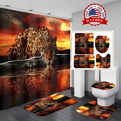 Juego De Baños Set Completo Cortinas 4 Piezas Alfombras Impermeable Baño US NUEVO Foto 1 de 4