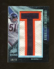 DICK BUTKUS 2008 ICONS IMMORTAL LETTERMAN FOOTBALL JERSEY CARD DB21 10/77