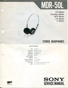Sony Modell MDR-50L Stereo Kopfhörer Serviceanleitung - Bild 1 von 2