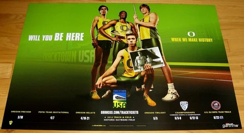 OREGON DUCKS TRACK MINT 2012 TEAM MEN'S POSTER + STEVE PREFONTAINE HAYWARD FIELD Cover