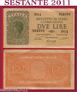 ITALIA ITALY, 2 LIRE LUOGOTENENZA VENTURA 23.11. 1944, P 30a, QFDS / AUNC 061 - Imagen 1 de 1