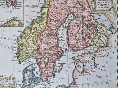 Scandinavia Sweden Norway Denmark Faroe Islands 1757 Jefferys engraved map - Image 1 of 4
