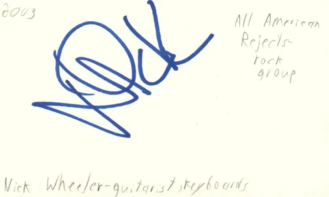 Nick Wheeler Guitarist Keyboards All American Rejects Signed Index Card JSA COA Cover