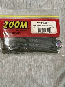 Zoom Zlinky Stick Worm 5" Green Pumpkin Purple Green - Picture 1 of 3