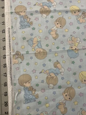 Precious Moments Blue Kids & Puppies 1/2 Yard Spectrix Cotton Fabric - Image 1 of 3