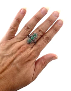 Ring .925 Sterlingsilber & Lab Created Emeriald mit Granat Akzenten Damen Gr. 6,25 - Bild 1 von 11