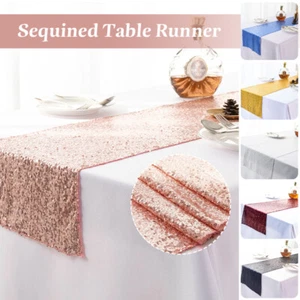 Silver Gold Glitter Bling Sequin Table Runner Xmas Sparkly Wedding Party Decor - Picture 1 of 31