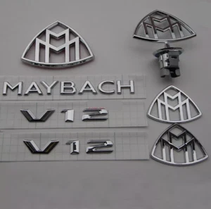 7Pcs Chrome Maybach Set Front Fender Side Rear Emblems Badge For Mercedes Benz - Picture 1 of 9