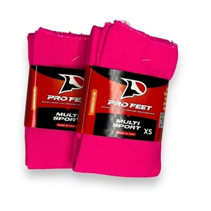 Pro Feet Multi Sport Kids Performance Size XS Lightweight 2 Pair Neon Pink - Picture 1 of 3